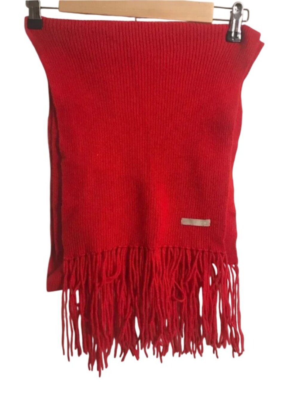J.CREW Rib Kit Red Fringe Scarf
